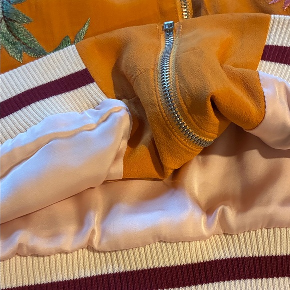 Anthropologie Eleveness Solstice Floral Embroidered Full Zip Sz L Bomber Jacket - Picture 11 of 13